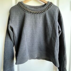 All Saints Gray Chain Detail Sweatshirt